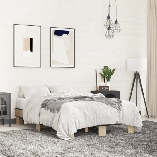 Sengeramme sonoma eik 140x200 cm konstruert tre og metall 8721102448362