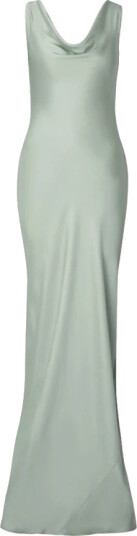 Malina Leah Cowl Satin Maxi Dress Green L Malina Leah Cowl Satin Maxi Dress Green L