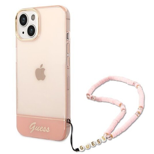 Gjett Guhcp14mhgcohp Iphone 14 Plus 6,7 Tommer Rosa/Rosa Hardt Deksel Klar Perlestropp