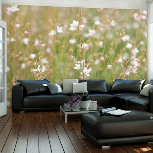 Fototapet White Sensitive Flowers 200x154 - Artgeist sp. z o. o.