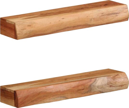 Vegghyller 2 stk 60x17x8 cm heltre akasie