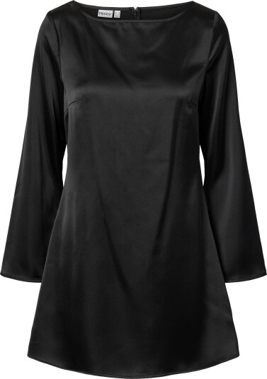 Pieces Pcevy Ls Short Dress Wvn Bc   BLACK   XS