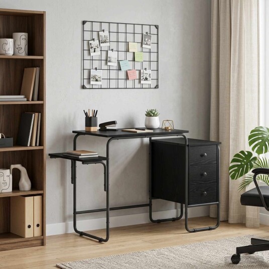 vidaXL Skrivebord med lagring Svart eik 120 x 50 x 75 cm