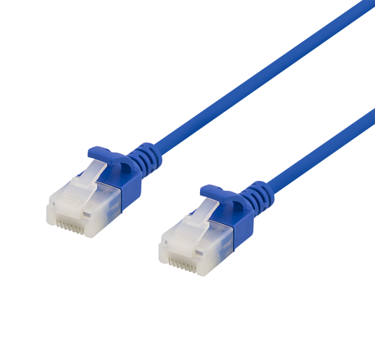 Deltaco U/UTP Cat6a Slim 50cm Brukervennlig Patchkabel Blå