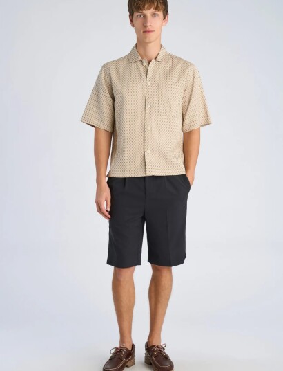 Lindbergh Structure Resort Shirt S/S Beige XL