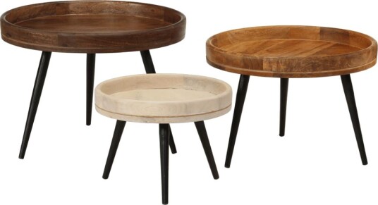 Runde salongbord 3 stk heltre mango 352033