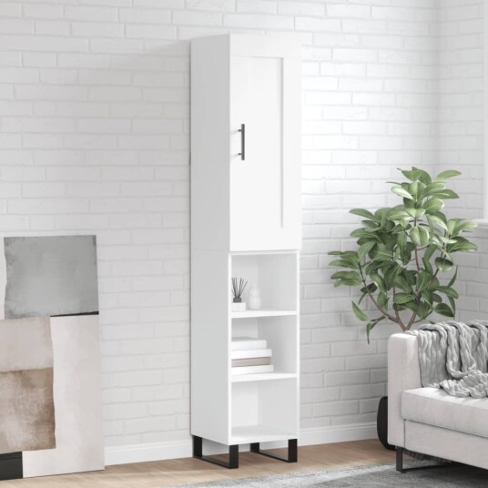 vidaXL Highboard hvit 34,5x34x180 cm konstruert tre 8720845497675
