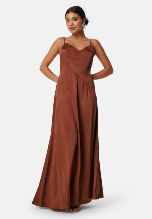 Bubbleroom Occasion Satin Strap Gown Rust 46 Bubbleroom Occasion Satin Strap Gown Rust 46