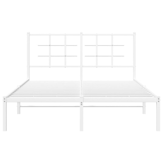 vidaXL Sengeramme i metall med hodegavl hvit 140x200 cm 8721012304109