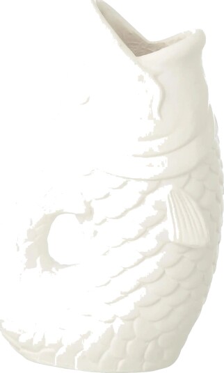 J Line Flwrpot Fish Outdoor Magn Wh S   White   H35CM