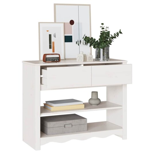 Konsollbord "DRAMMEN" Hvitt 89,5x37x73 cm Solid Tre Furu