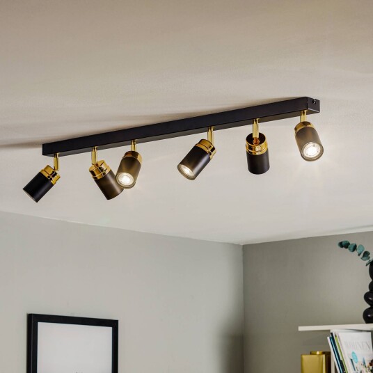 Luminex Reno takspotlight seks lamper svart/gull