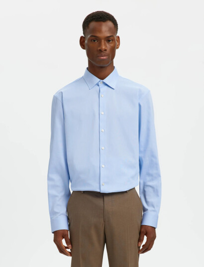 Selected Slhreg-Performance Shirt Ls Noos - Blue - XXL