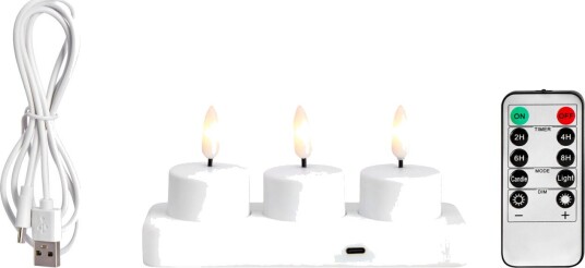 Markslöjd LED telys 3 pk – Oppladbare Hvit