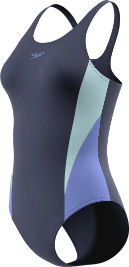 Speedo Colourblock Splice Muscleback Swimsuit Blue 34