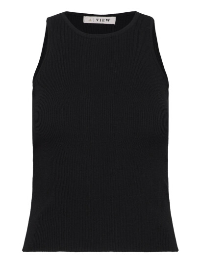 A-View Rib Knit Tank Top - Black - M