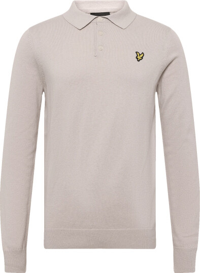 Lyle & Scott Cotton Merino Long Sleeve Knitted Polo Beige XL