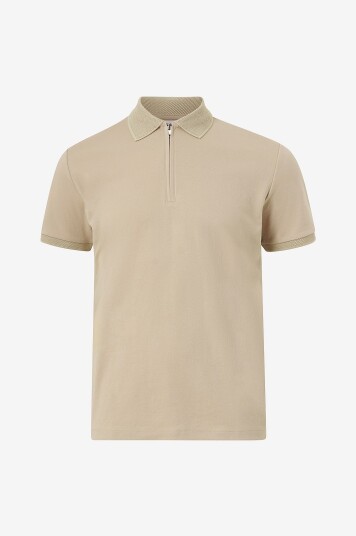 Selected Homme Pologenser slhFave Zip SS Polo Grå Selected Homme Pologenser slhFave Zip SS Polo Grå