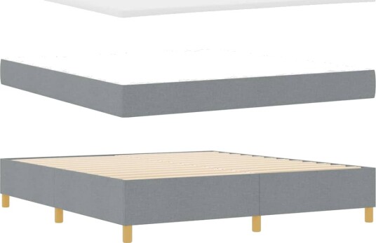 Bokfjær Seng med Madrass Lys Grå 180x200 cm Stoff