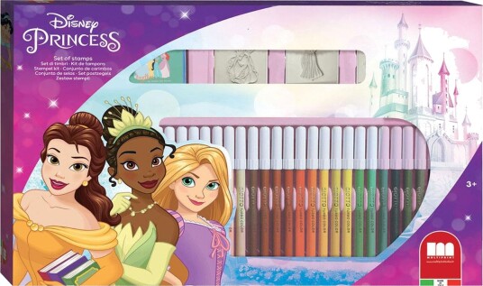 Disney Prinsesse Fargesett Med Tusjer Og Stempler 41 Deler