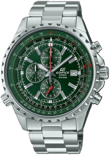 Casio Herreklokke EF 527D 3AVUEF Edifice Grønn/Stål Ø45.5 mm