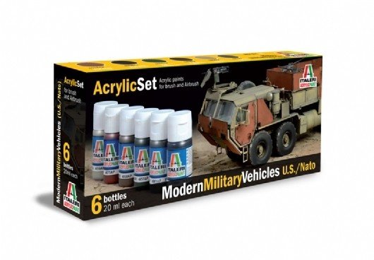 Italeri Arcylic Set Modern Military Vehicles US/Nato (6stk. 20ml)