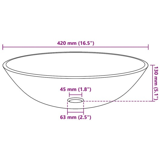 vidaXL Servant Herdet Glass 42 cm Brun