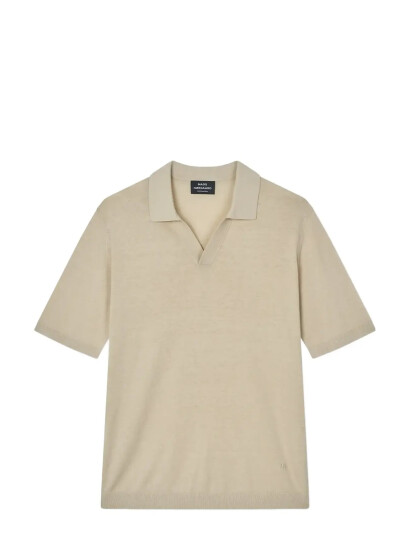 Mads Nørgaard Cotton Lino Theo Polo Knit   Beige   S