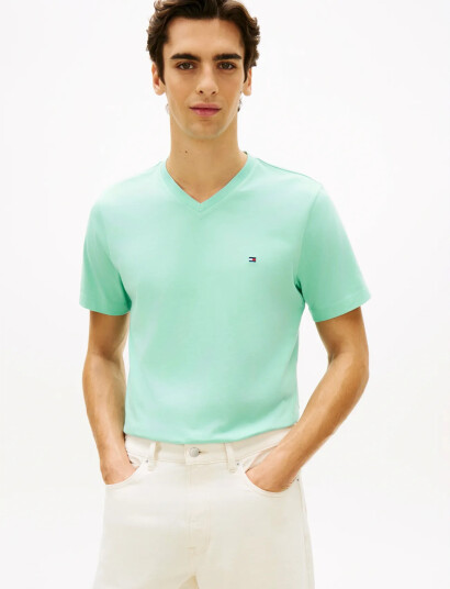 Tommy Hilfiger Essential V Neck Tee Green M Tommy Hilfiger Essential V Neck Tee Green M