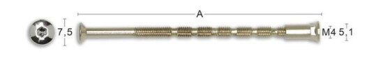 Habo 316 Trykkskrue 75 x 4 mm, M4, 2-pakning