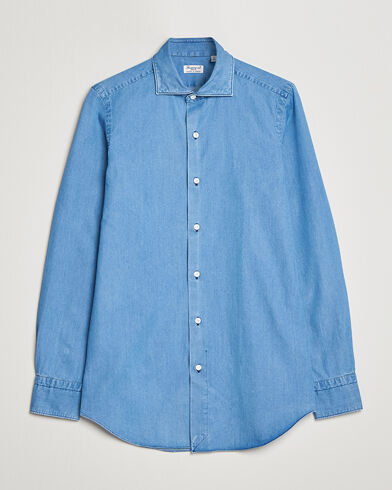 Finamore Napoli Milano Slim Denim Shirt Light Indigo Finamore Napoli Milano Slim Denim Shirt Light Indigo