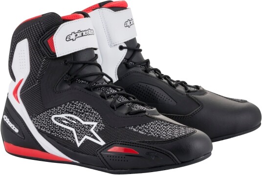 Alpinestars Faster 3 Rideknit Motorsykkel Sko Svart Hvit Rød Alpinestars Faster 3 Rideknit Motorsykkel Sko Svart Hvit Rød
