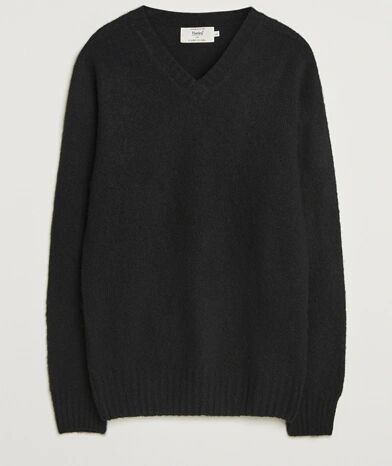 Harley Of Scotland Brushed Supersoft Lambswool V Neck Black Harley Of Scotland Brushed Supersoft Lambswool V Neck Black