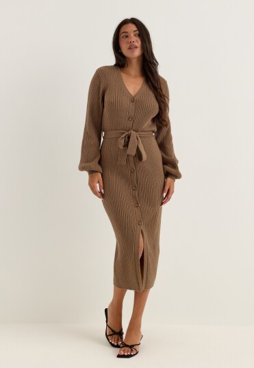 Bubbleroom Rib Knitted Cardigan Dress