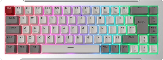 Raijintek MGA-68 Gamingtastatur 69 Taster Magnetiske Switcher CNC-Aluminium Hot-Swap Sølv