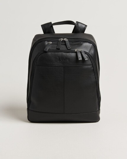 Loake Shoemakers Waterloo Grained Leather Backpack Black