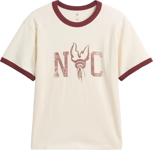 GAP Kids Relaxed New York Graphic Ringer T Shirt Cream 116/122