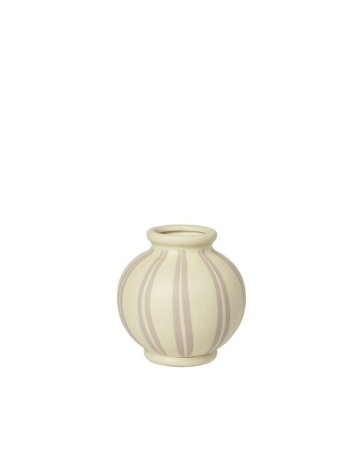 Broste Copenhagen Vase 'Wilma' Keramik Patterned YELLOW/RAINY DAY H19.5CM