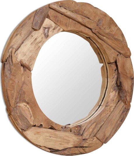 vidaXL Dekorativt speil teak 80 cm rundt