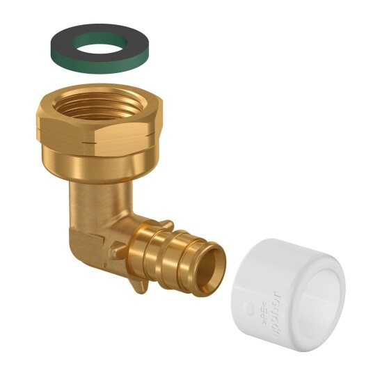Uponor Q&E DR Albue med Løpemutter Messing 18mm-3/4"