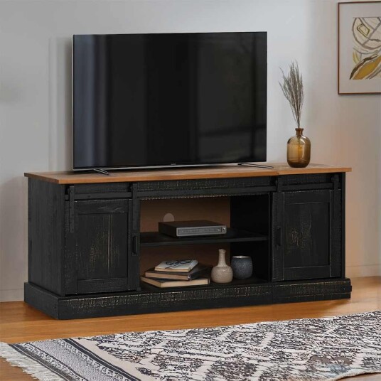 TV skap HALDEN med 2 skyvedører svart 150x40x60 cm heltre