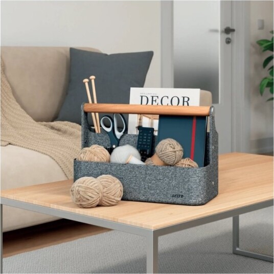 Leitz   Skrivebordsordner: 38 X 19 X 25.5 Cm   Thermofelt   Mørk Grå