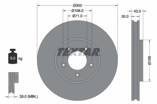 Bremseskive TEXTAR 92099003 Bremseskive TEXTAR 92099003