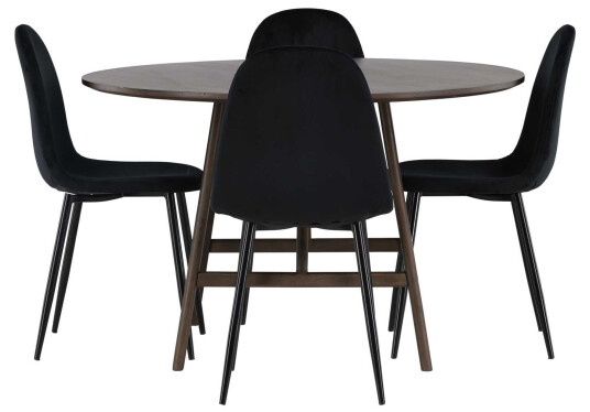 Venture Design Kaseindon & Polar spisegruppe Svart/mørkebrun 4 stoler & bord 100 cm