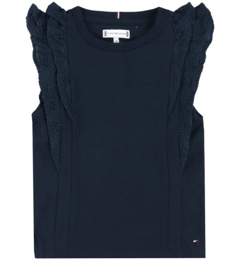 Tommy Hilfiger Broderie Anglaise Knit Top Ss Navy 176 Tommy Hilfiger Broderie Anglaise Knit Top Ss Navy 176