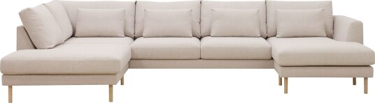 Florenz 4 seters Venstrevendt U formet Sofa med Divan og Sjeselong i Stoff   Beige