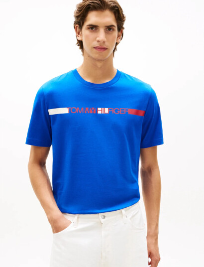 Tommy Hilfiger Brand Love Stripe Tee Blue M Tommy Hilfiger Brand Love Stripe Tee Blue M