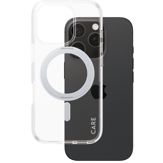 CARE by PanzerGlass MagSafe-deksel med Kickstand til iPhone 16 Pro - Gjennomsiktig/Sølv CARE by PanzerGlass MagSafe-deksel med Kickstand til iPhone 16 Pro - Gjennomsiktig/Sølv