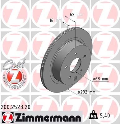 Bremseskive ZIMMERMANN 200.2523.20 Bremseskive ZIMMERMANN 200.2523.20