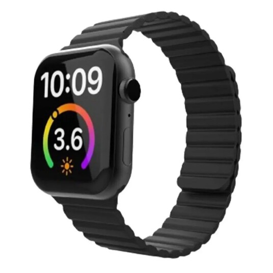 Lippa Apple Watch (42/44/SE/45/49mm) Magnetisk Silikonreim - Svart